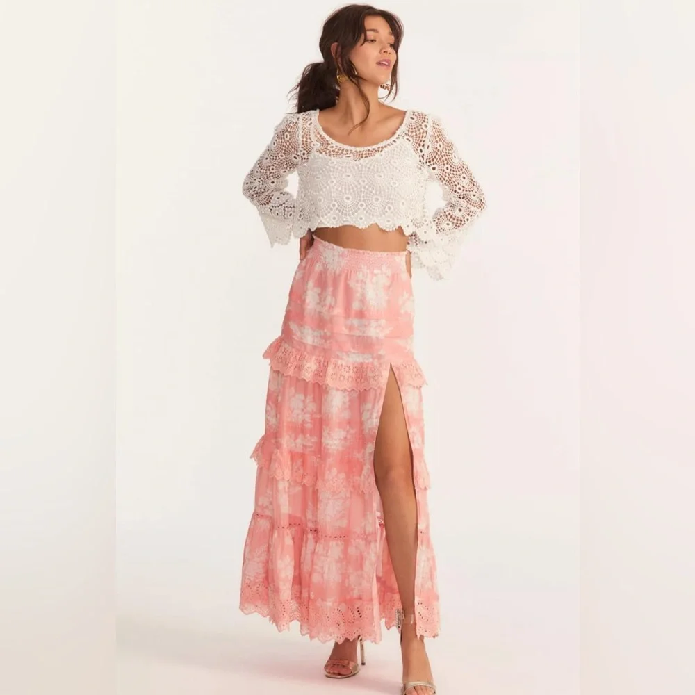 NWT $595 LoveShackFancy Ariah Maxi Skirt
